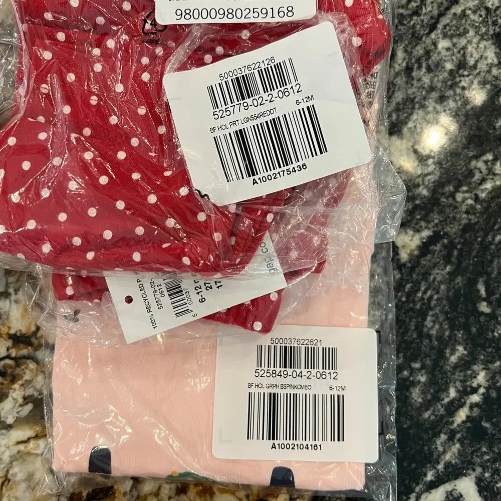 NWT GAP Baby Pink W/Christmas Graphic Bodysuit & Red Dot Leggings